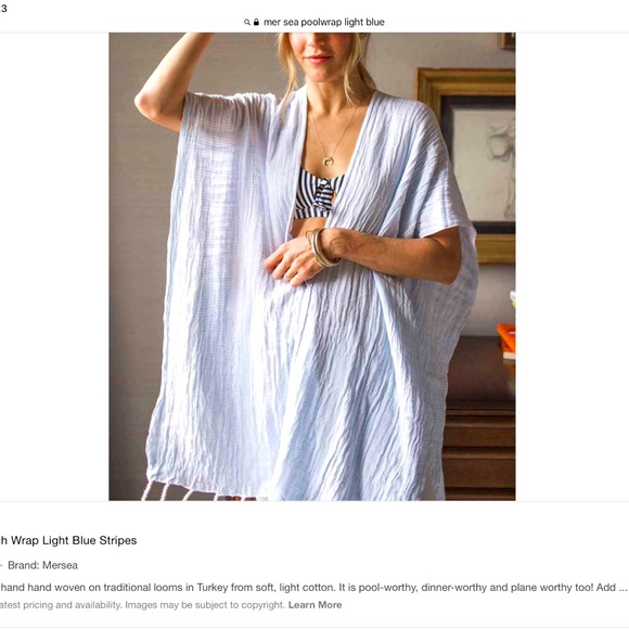 NWT Mar Sea Pool Wrap- and Match Bag - Light Blue Thin Pin Strips - Picture 1 of 2